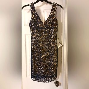 B. Darlin Navy on Nude Cocktail Dress size 9/10 New never worn